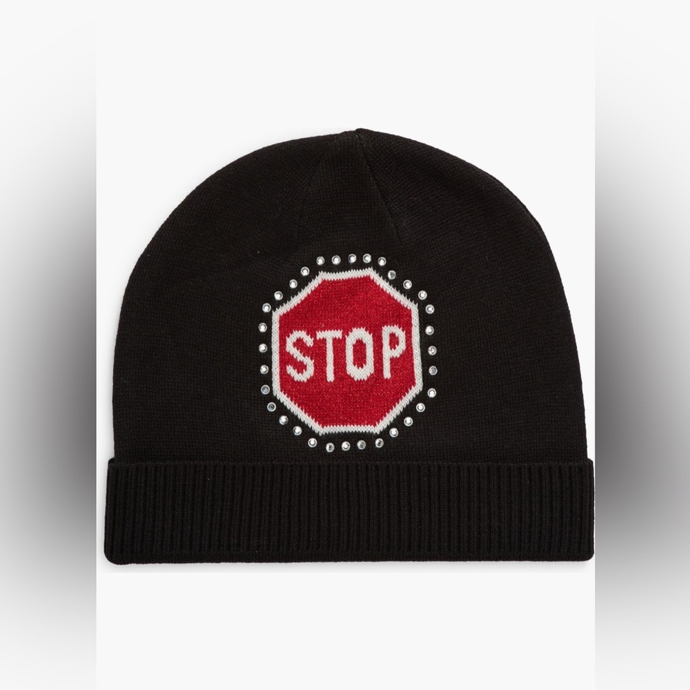 KATE SPADE NEW YORK TRAFFIC SIGN BEANIE - NWT - Picture 1 of 6